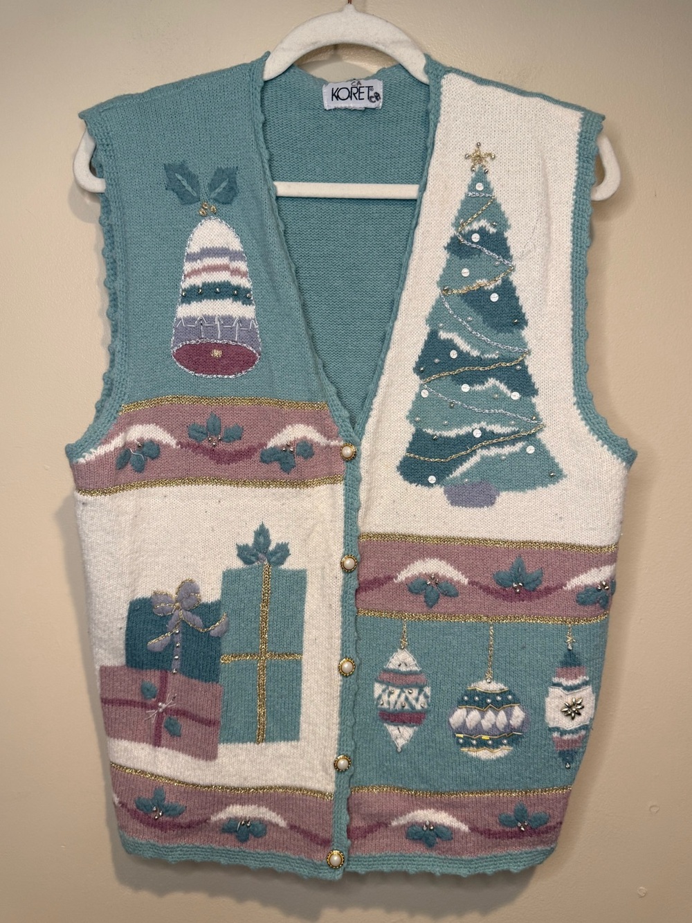 Vintage Koret holiday Patchwork Vest Christmas